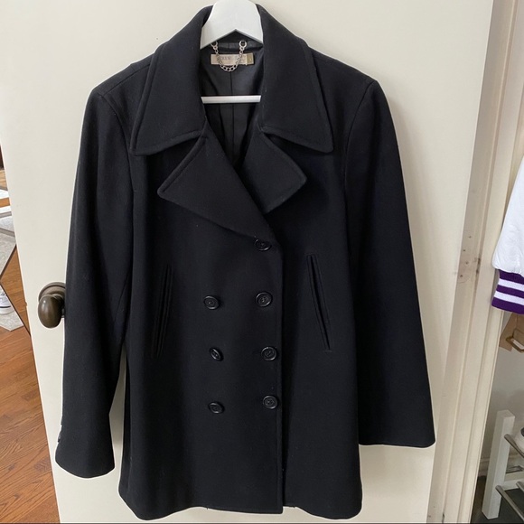 ❤️🔥J. Crew - Black Wool Peacoat - L - Picture 1 of 3